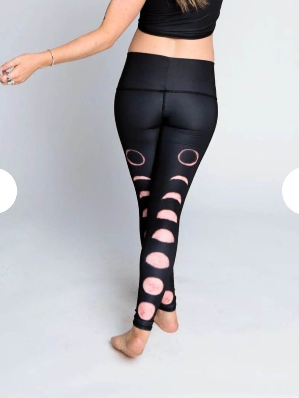teeki Brown Leggings with Tan Moon Cutouts